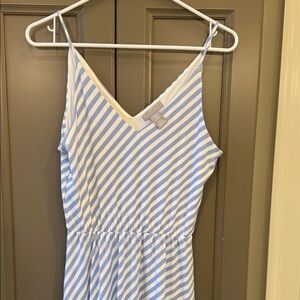 H&M Light Blue and White Striped Spaghetti Strap Dress